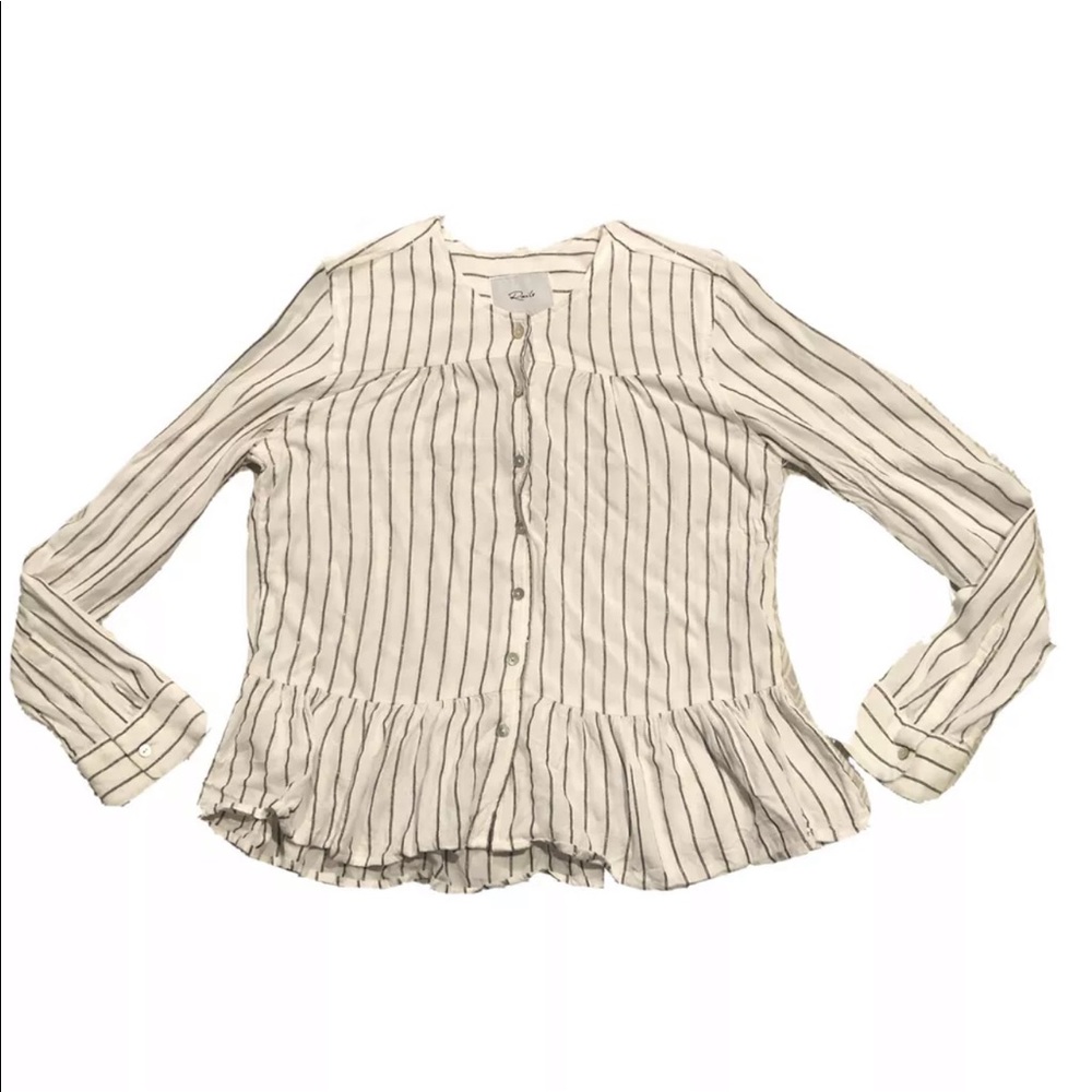 Rails White Ruby San Marino Stripe Button Down Top - image 3